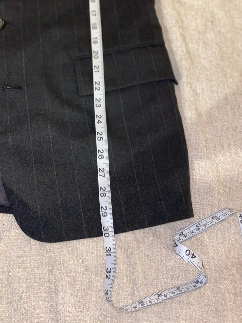 Vintage Nordstrom Hertling Wool Suit Jacket Pinstripe Dark Gray Preppy Dadcore